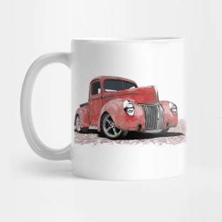 Vintage rusty red 40 Ford rat rod pickup Mug